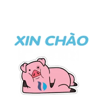 😬 XIN CHÀO hallo, schwein, cartoon, tier, gruß telegram sticker