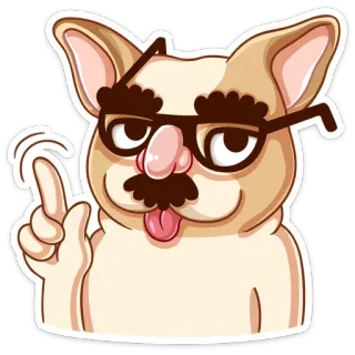 🤗 собака, маскировка, очки, усы, смешной, мультфильм telegram sticker