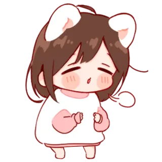 💞 lindo, kawaii, anime, chibi, chica, orejas whatsapp sticker