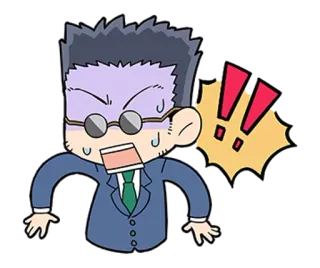 ❗ 만화, 화난, 좌절한, 남자, 안경, 정장 telegram sticker