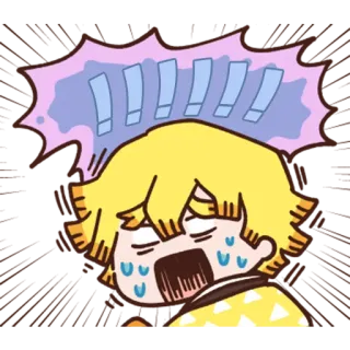 😱 Zenitsu Agatsuma Demon Slayer Anime, Demon Slayer, Zenitsu, Pianto, Paura, Esclamazione telegram sticker