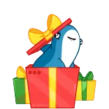 🎁 동물, 상어, 선물, 선물, 축하, 휴일, 만화 telegram sticker