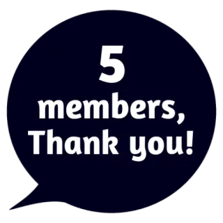❤ 5 members, Thank you! Feier, Danke, Mitglieder, Meilenstein whatsapp sticker