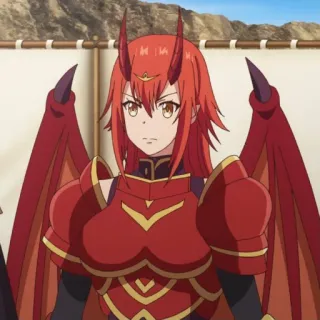 😠 anime, demon girl, armor, wings, horns, fantasy telegram sticker