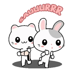 ๐ GAAUUURRR gatto, coniglio, adesivo, cartone animato, carino whatsapp sticker