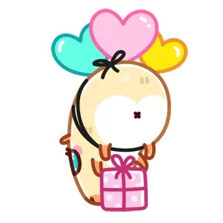 🎁 Мультфильм, Милый, Животное, Подарок, Шарики, Сердце, Каваи telegram sticker