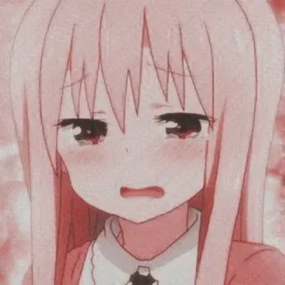 ⚜ anime, garota, chorando, triste, emocional, rosa whatsapp sticker