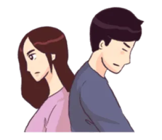😑 para, związek, smutny, zdenerwowany, kłótnia, konflikt, kreskówka telegram sticker