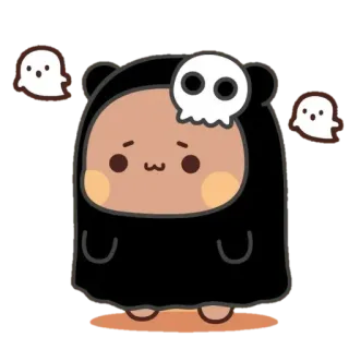 🐼 милый, призрак, жуткий, череп, мультик, Хэллоуин telegram sticker