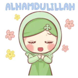😌 ALHAMDULILLAH Mädchen, Hidschab, Muslim, Islamisch, Blumen, Süß, Sticker whatsapp sticker