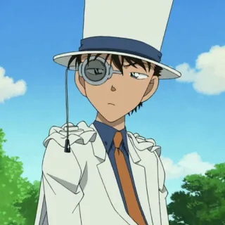 🎩 Kaito Kid Detective Conan anime, manga, Kaito Kid, Detective Conan, top hat, monocle telegram sticker
