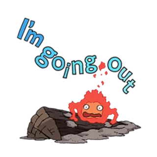 😦 Calcifer Howl's Moving Castle I'm going Out огонь, аниме, Студия Ghibli, мультфильм whatsapp sticker