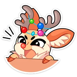 😮 rendier, kerst, vakantie, cartoon, schattig, winter, feestelijk, decoratie telegram sticker
