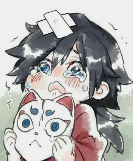😭 Giyu Tomioka Demon Slayer anime, manga, sad, crying, mask, giyu tomioka, demon slayer telegram sticker
