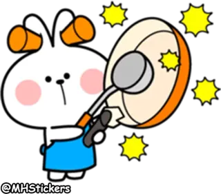 📢 @MHStickers กระต่าย, ทำอาหาร, คาวาอิ, สติกเกอร์, น่ารัก, ช้อน, ไข่ telegram sticker