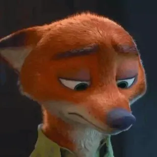 🦊 Nick Wilde Zootopia fox, sad, zootopia, disney, cartoon, animated telegram sticker