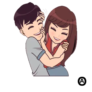 😳 dibujo animado, pareja, amor, abrazo, romance, feliz telegram sticker