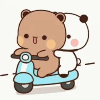 🛵 mignon, ours, scooter, dessin animé, kawaii, animaux telegram sticker