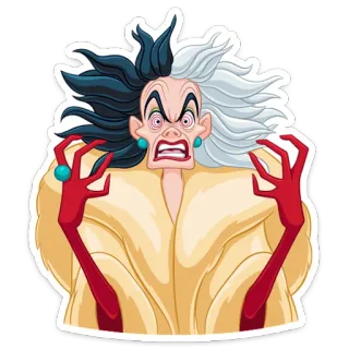 😡 Cruella de Vil 101 Dalmatians dibujos animados, villano, disney, cruella, de vil, 101 dálmatas whatsapp sticker