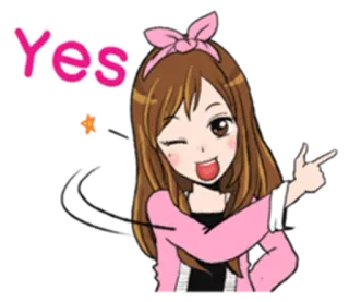 🔫 Yes anime, cartoon, girl, yes, affirmative, agreement, approval, wink telegram sticker