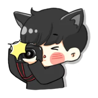 📸 кошачьи ушки, камера, фотография, мультфильм, стикер, милый, каваий telegram sticker