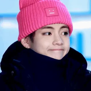 😊 person, kpop, idol, pink hat, portrait, smile telegram sticker