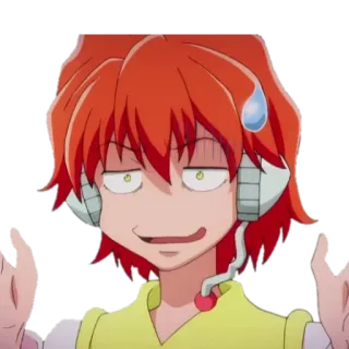 😥 anime, manga, character, expression, sweatdrop, funny, headphones telegram sticker