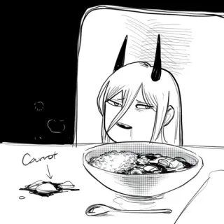 😏 Carrot Аниме, Манга, Еда, Мультфильм, Рисунок, Морковь, Дьявол telegram sticker