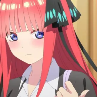 🍷 Nino Nakano The Quintessential Quintuplets anime, garota, cabelo vermelho, borboleta, fofa whatsapp sticker