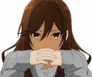 🧐 anime, menina, cabelo castanho, fofa telegram sticker