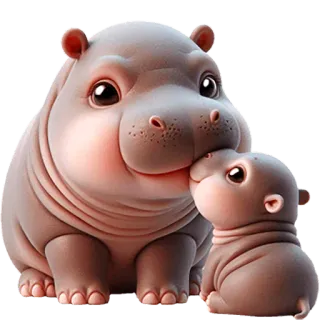 😘 ippopotamo, cucciolo ippopotamo, carino, animale, fauna selvatica, cartone animato, adesivo telegram sticker