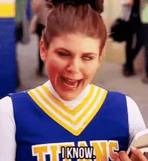 🙃 I KNOW. Cheerleader, Meme, Ich weiß, Ausdruck, Reaktion telegram sticker