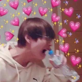 🎤 person, hearts, stars, bottle, water, drinking, kpop telegram sticker