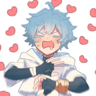 🥰 Chongyun Genshin Impact anime, chibi, hearts, video game, fanart, Genshin Impact, Chongyun telegram sticker