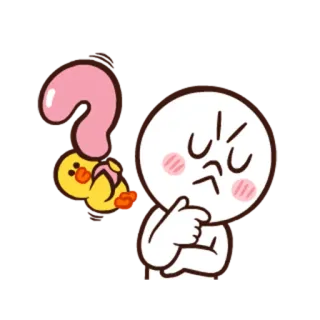 😳 domanda, pensando, confuso, cartone animato, personaggio, Line Friends whatsapp sticker