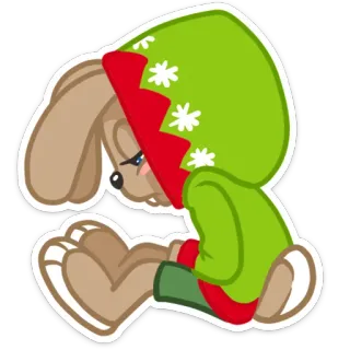 😞 coelho, fofo, desenho animado, adesivo, animal whatsapp sticker