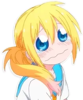 😢 Аниме, Мультфильм, Грустный, Плачущий, Девушка, Желтые волосы telegram sticker
