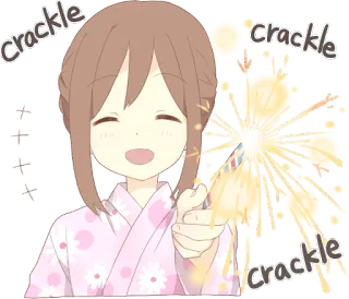 😄 crackle anime girl, sparkler, firework, crackle, kawaii, celebration, cute, summer telegram sticker