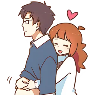 🤗 커플, 사랑, 만화, 귀여운, 포옹, 애정 telegram sticker