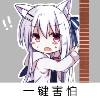⚠️ 一键害怕 Аниме, Кот, Кавай, Испуганный, Напуганный, Манга whatsapp sticker