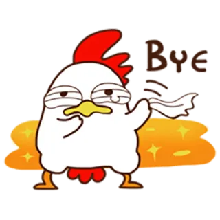😢 Bye Huhn, Tschüss, winkend, Cartoon, Gruß, Auf Wiedersehen telegram sticker
