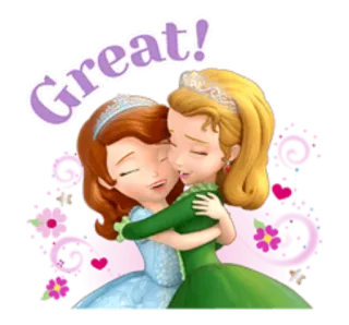 👩 Great! Dessin animé, Princesse, Câlin, Fleurs, Mignon, Joyeux telegram sticker