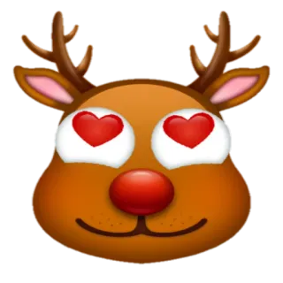 😍 Rudolph Рудольф, Олень, Рождество, Любовь, Глаза-сердечки, Эмодзи telegram sticker