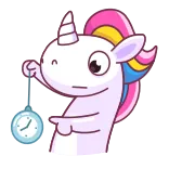 🕔 unicorn, binatang, kartun, jam, sihir, fantasi telegram sticker