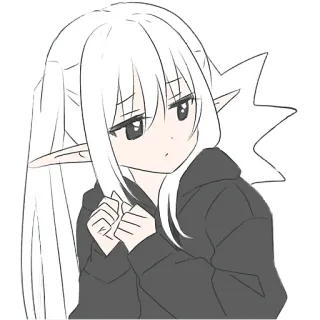 😬 elfo, anime, manga, kawaii, carino, cartone animato, adesivo, felpa con cappuccio telegram sticker