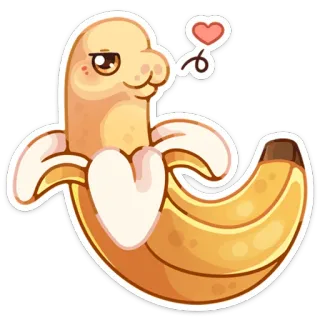😘 Banane, Frucht, süß, kawaii, Herz, Liebe, Cartoon telegram sticker