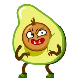😜 авокадо, мультфильм, фрукт, смешной, наклейка telegram sticker