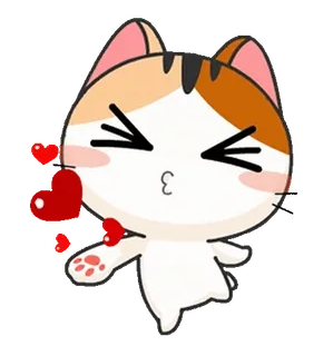 😘 mèo, trái tim, hoạt hình, dễ thương, động vật, tình yêu telegram sticker