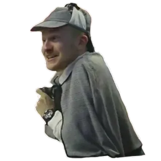 😜 detetive, Sherlock Holmes, investigador, chapéu, homem, sorriso, capa telegram sticker