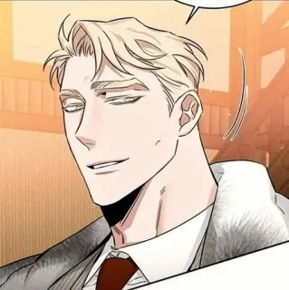 🔪 남자, 금발 머리, 정장, 자신감 있는,  smug (자만스러운) telegram sticker